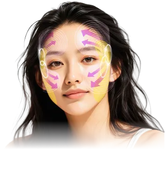 「さざ波」現象による、お顔全体への美肌波及効果